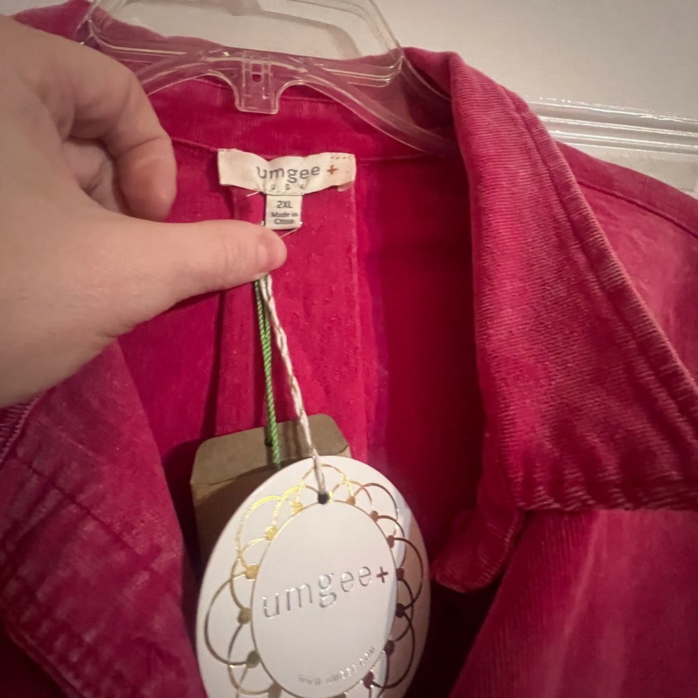 Umgee Vibrant Pink Corduroy jacket/dress! Cute over tshirt dress w/tall boots!!! - Picture 2 of 7